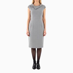 Rachel Roy Midi Sheath Tweed Dress Sz 2 Gray Wool 90s Office Siren Corpcore Chic